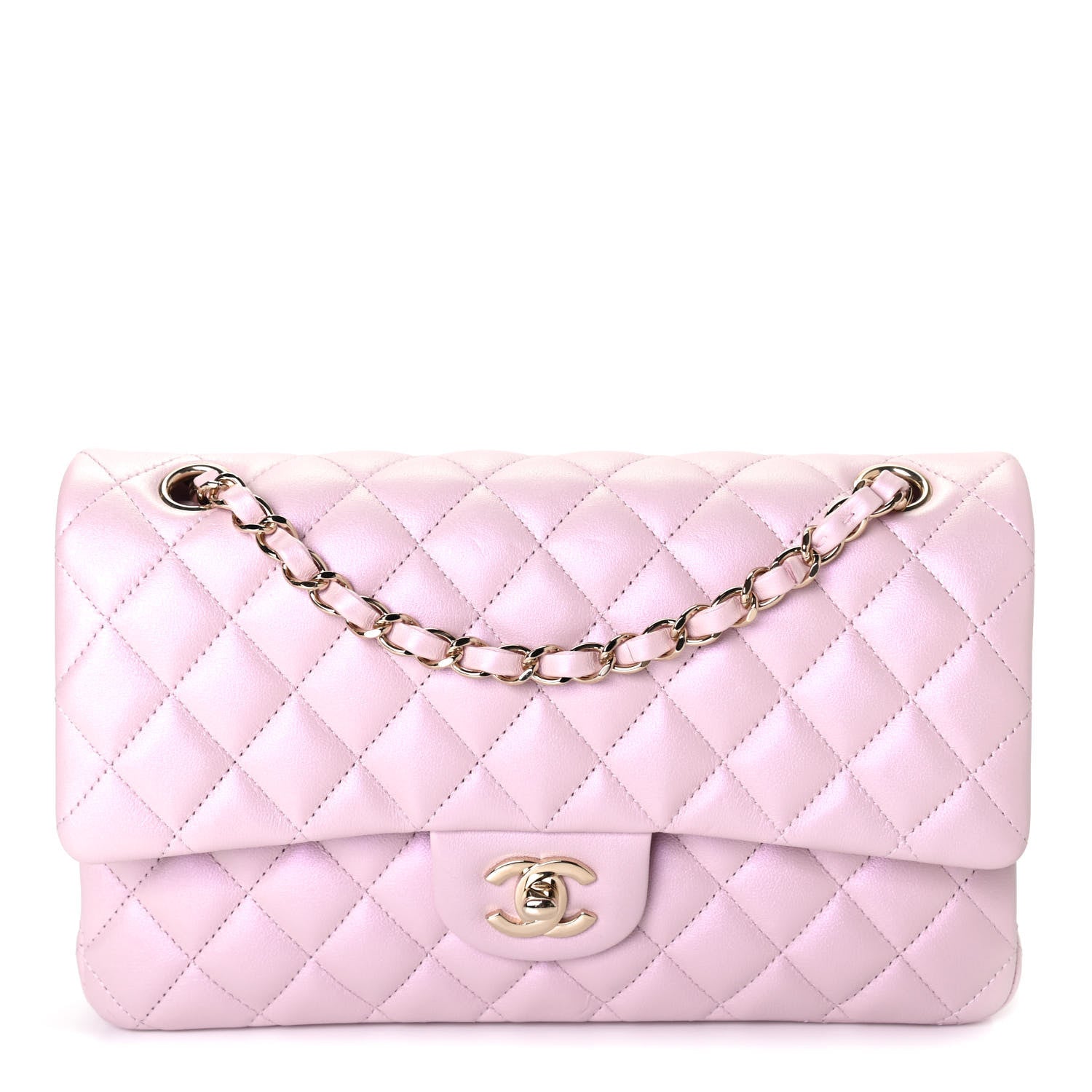 Chanel Iridescent Calfskin Quilted Medium Double Flap Light Pink 1 of 4