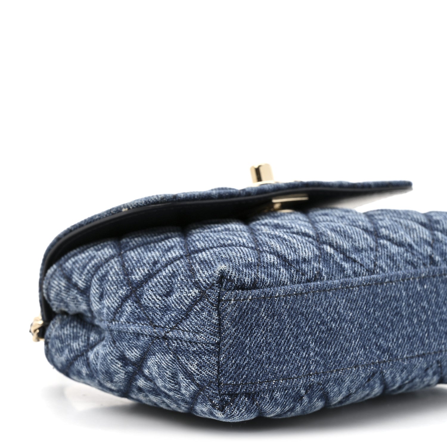 Chanel Washed Denim Calfskin Quilted Coco Handle Clutch With Chain Blue 10 of 10