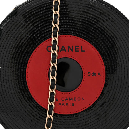 Chanel Patent Vinyl Record Clutch Black 8 of 10