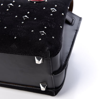 MCM Velvet Studded Mini Insignia Milla Tote Black 12 of 13