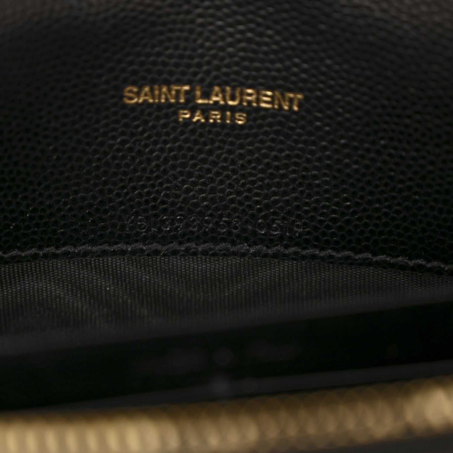 Saint Laurent Grain De Poudre Matelasse Chevron Monogram Envelope Chain Wallet Black 7 of 12