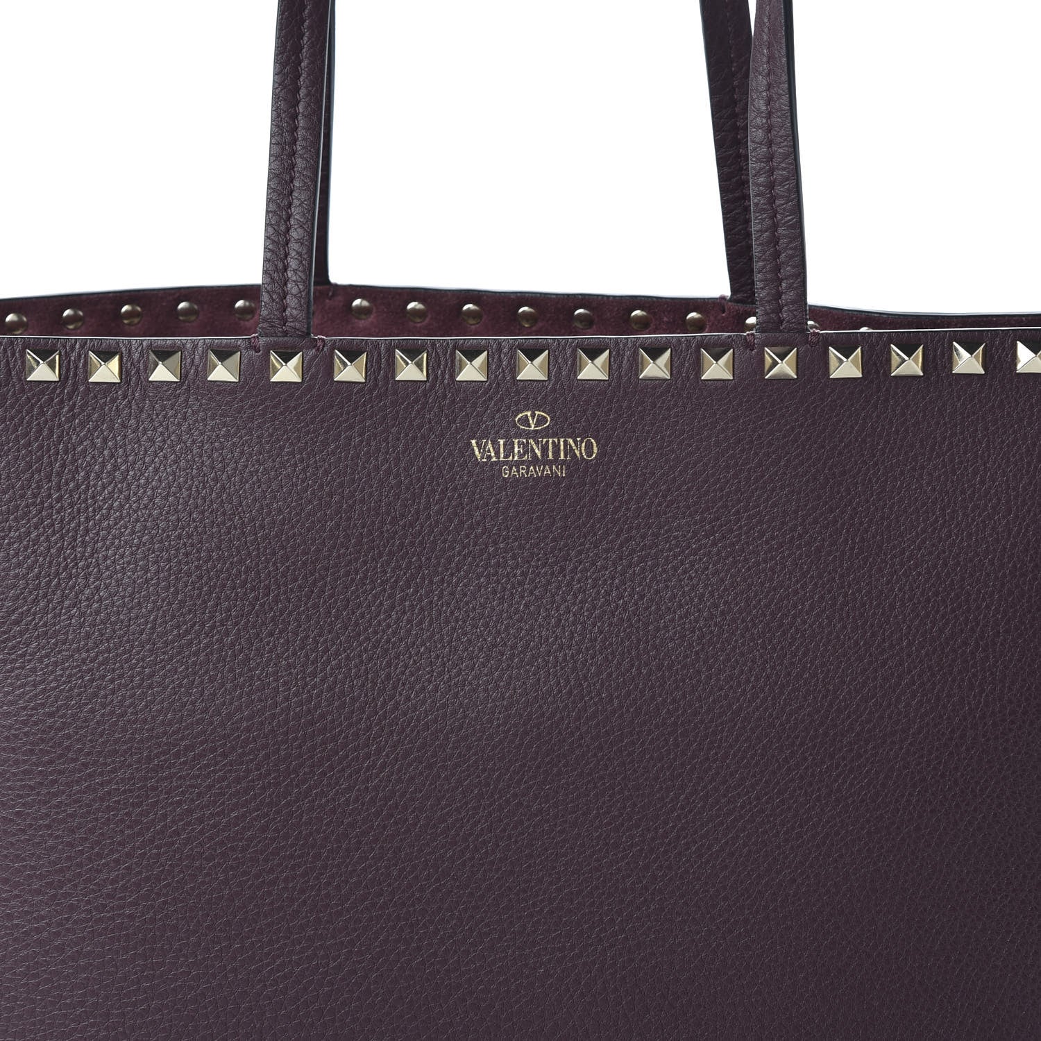 Valentino Garavani Grained Calfskin Small Rockstud Shoulder Tote Rubin 9 of 9