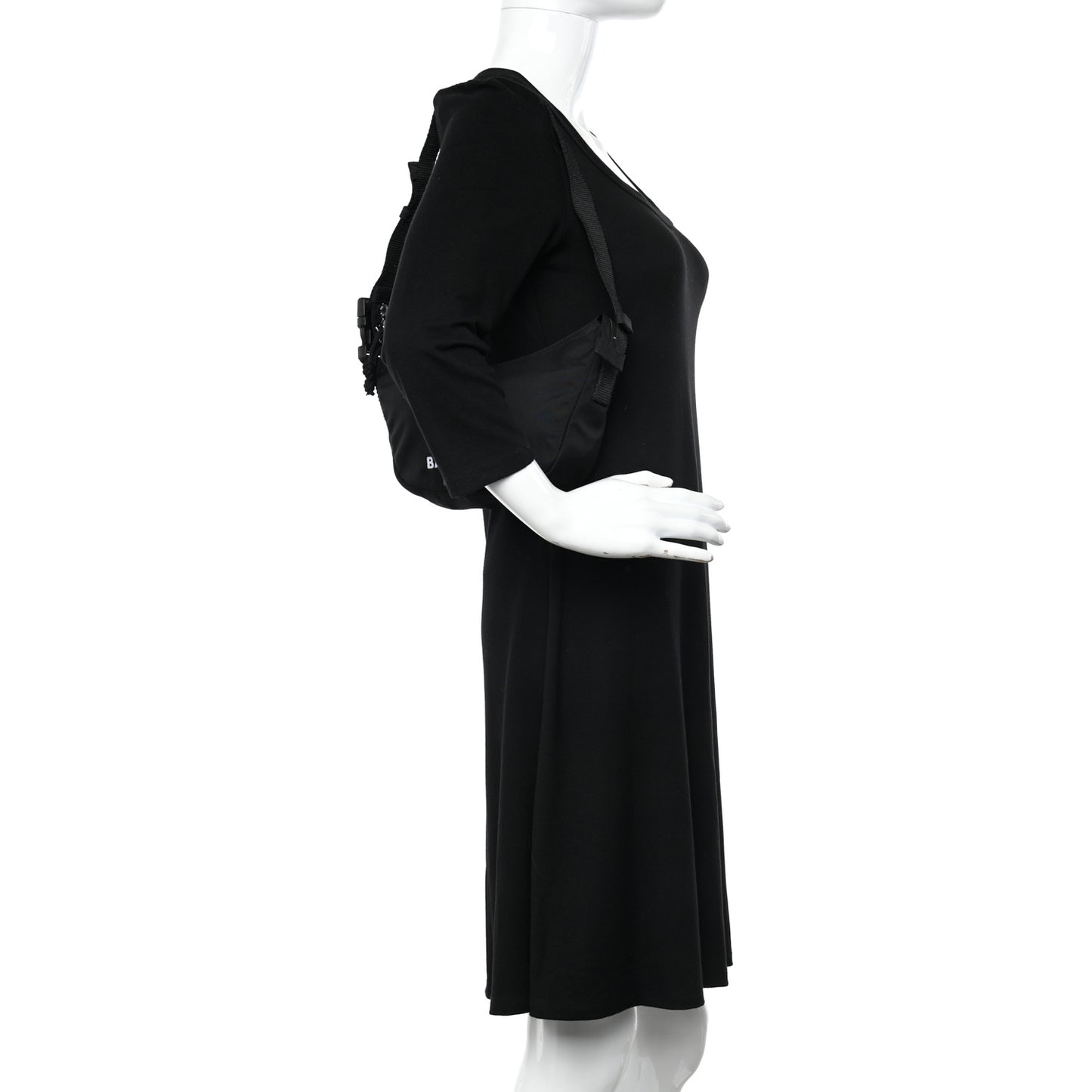 Recycled Sport Nylon Logo Embroidered Wheel Sling Bag Black White