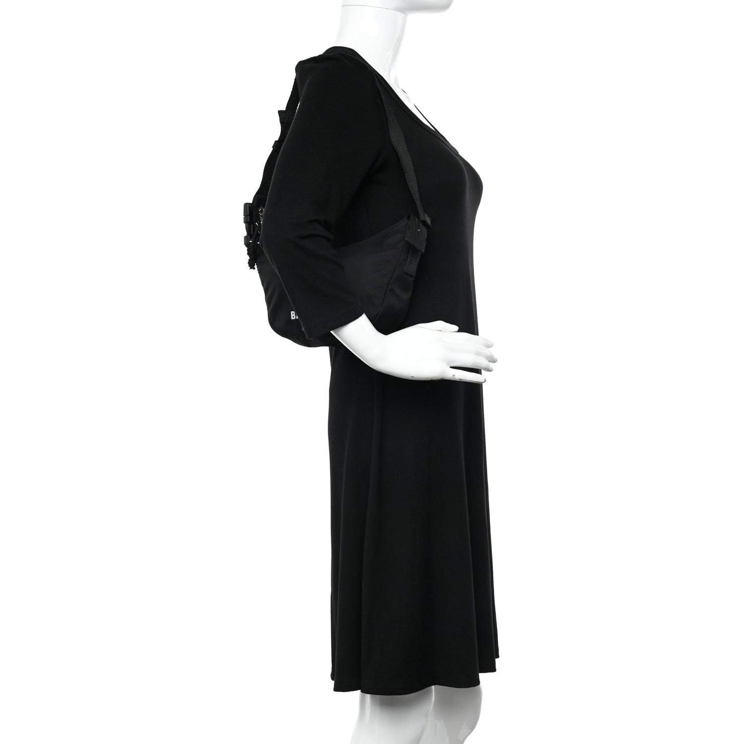 Balenciaga Recycled Sport Nylon Logo Embroidered Wheel Sling Bag Black White 2 of 9