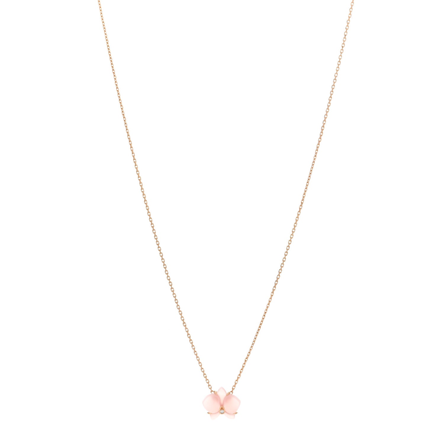 Cartier 18K Pink Gold Rose Quartz Diamond Caresse D'Orchidees Par Cartier Pendant Necklace 1 of 5