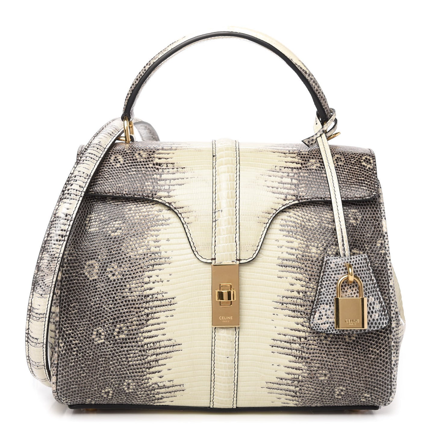 Lizard Small 16 Top Handle Bag Natural