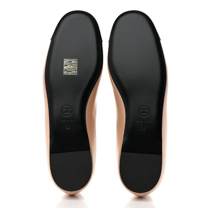 Chanel Lambskin Mary Jane Flats 38 Beige Black 5 of 9