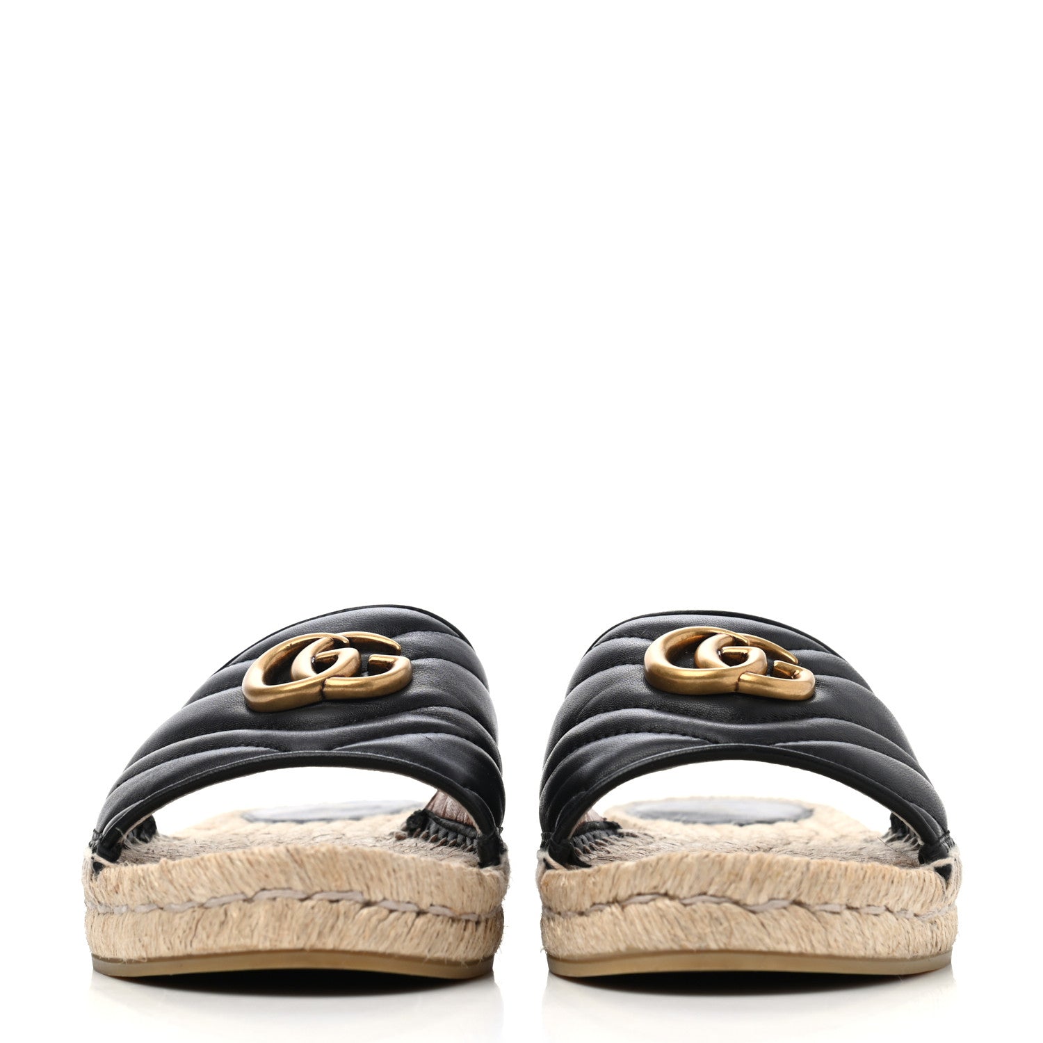 Gucci Nappa Matelasse GG Marmont Espadrille Slide Sandals 38.5 Black 2 of 4