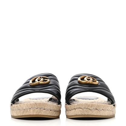 Gucci Nappa Matelasse GG Marmont Espadrille Slide Sandals 38.5 Black 2 of 4