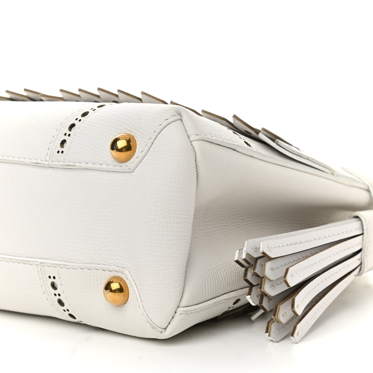 Burberry Calfskin Broguing Small Banner Tote White 11 of 12