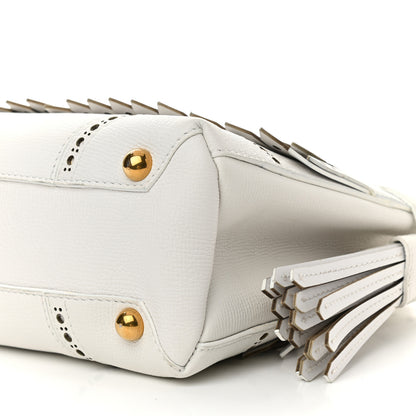 Burberry Calfskin Broguing Small Banner Tote White 11 of 12