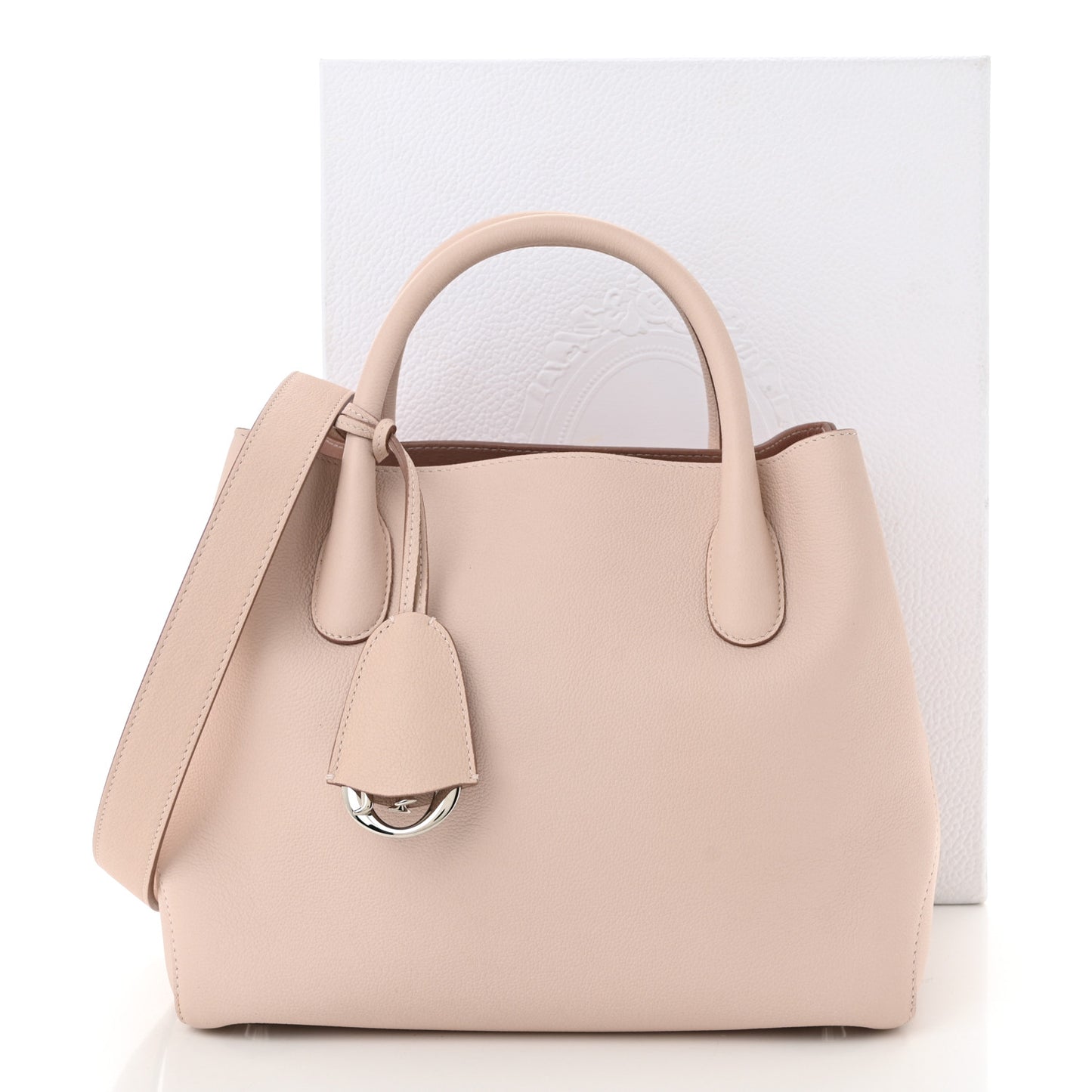Supple Grained Calfskin Medium Open Bar Tote Rose Poudre