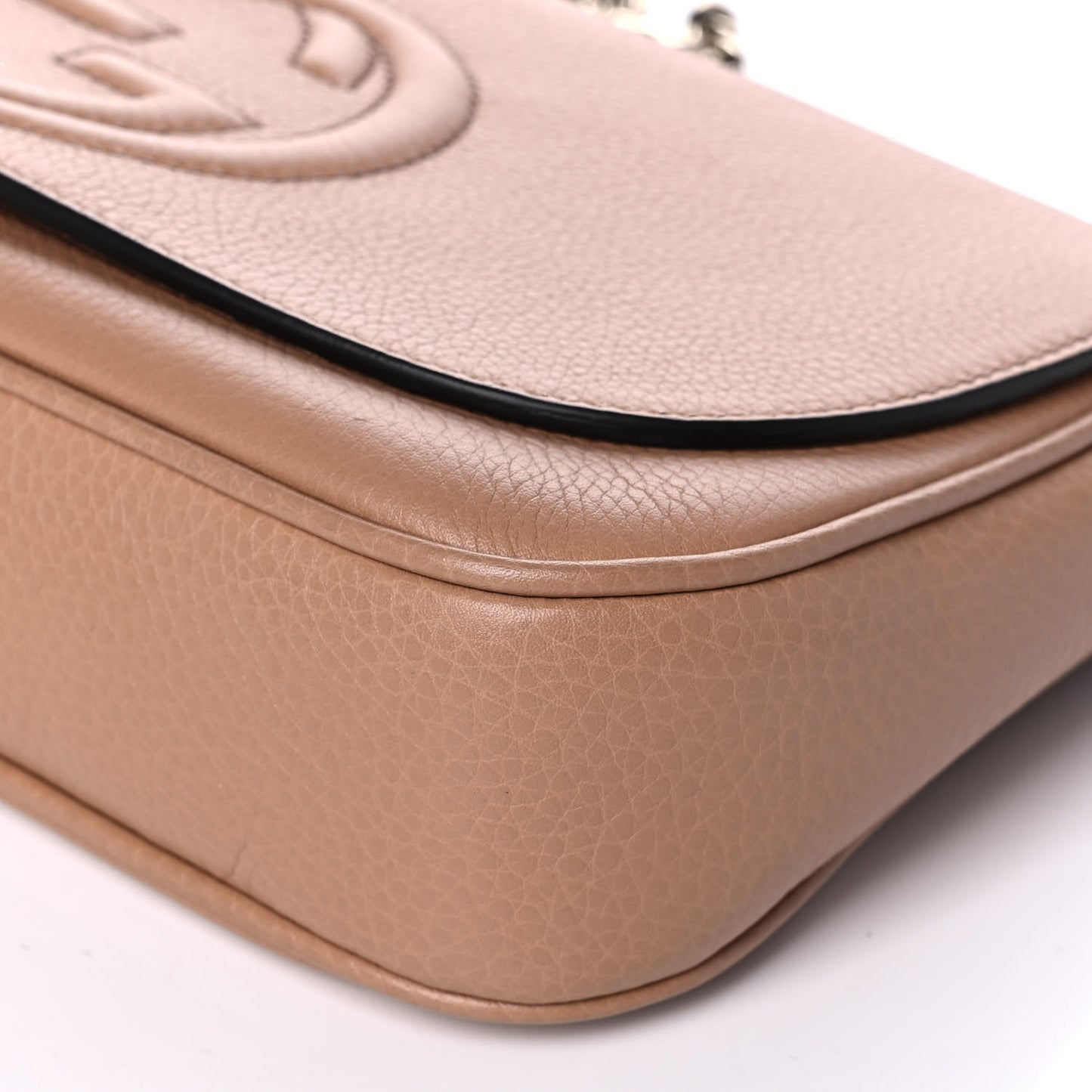 Pebbled Calfskin Medium Soho Flap Crossbody Camelia