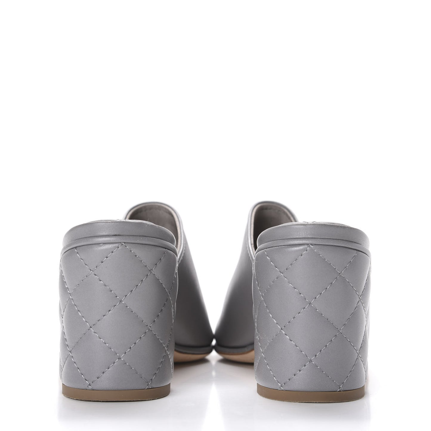 Lambskin Quilted CC Chain Mules 40 Grey