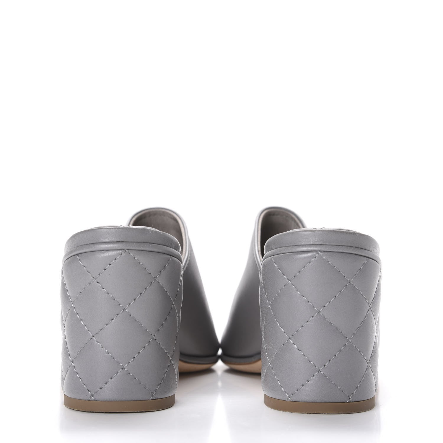 Chanel Lambskin Quilted CC Chain Mules 40 Grey 5 of 9