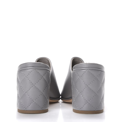 Chanel Lambskin Quilted CC Chain Mules 40 Grey 5 of 9