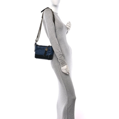 Chanel Aged Calfskin Quilted Small Gabrielle Hobo Navy Black 2 of 10