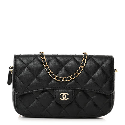 Chanel Caviar Quilted Flap Phone Holder With Chain Black 1 of 13