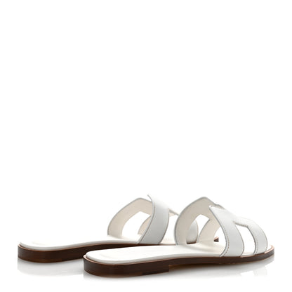 Hermes Box Calfskin Oran Sandals 38.5 White 5 of 10