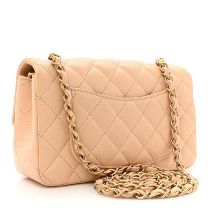 Chanel Lambskin Quilted Mini Rectangular Flap Beige 3 of 16