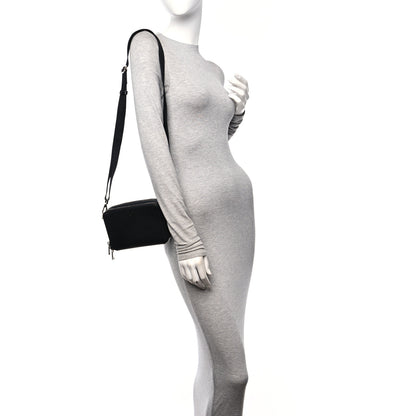 Christian Dior Grained Calfskin CD Icon Zipped Pouch With Strap Black 2 of 12