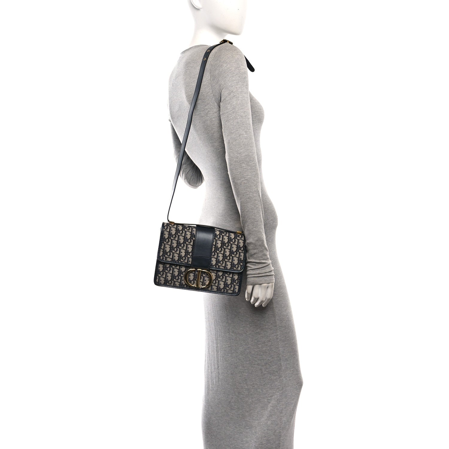 Christian Dior Oblique 30 Montaigne Flap Bag Blue 2 of 9