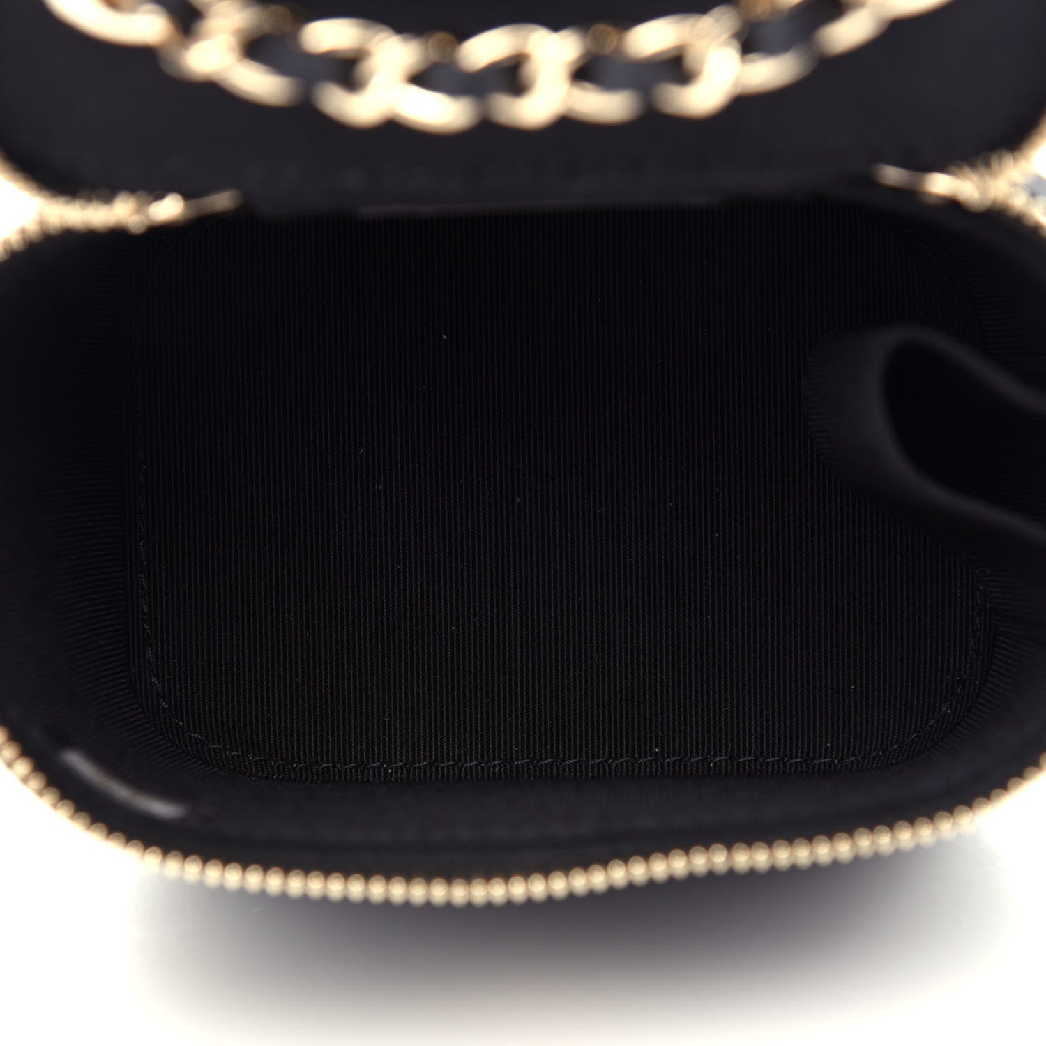 Chanel Lambskin Camellia Embossed Mini Vanity Case With Chain Black 5 of 12