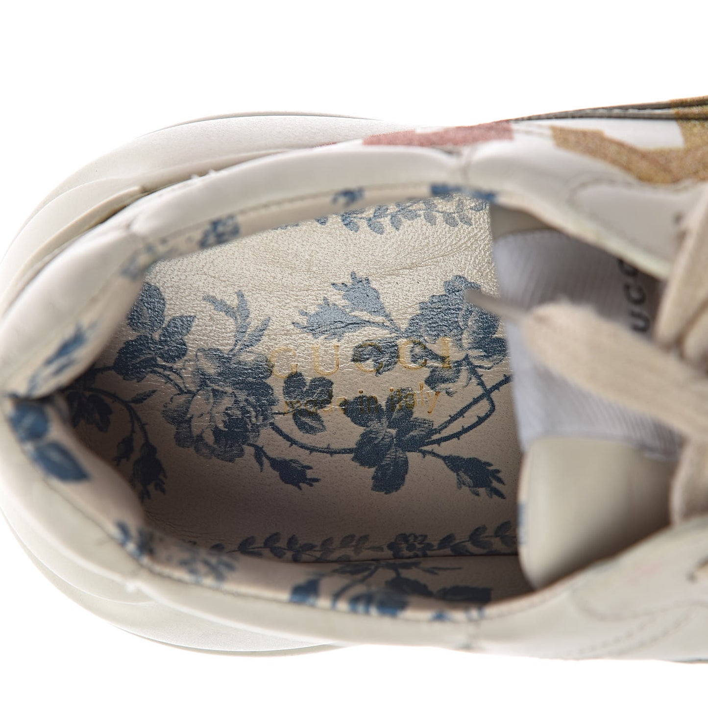 Calfskin Glitter Game Logo Womens Rhyton Sneakers 37.5 Mystic White