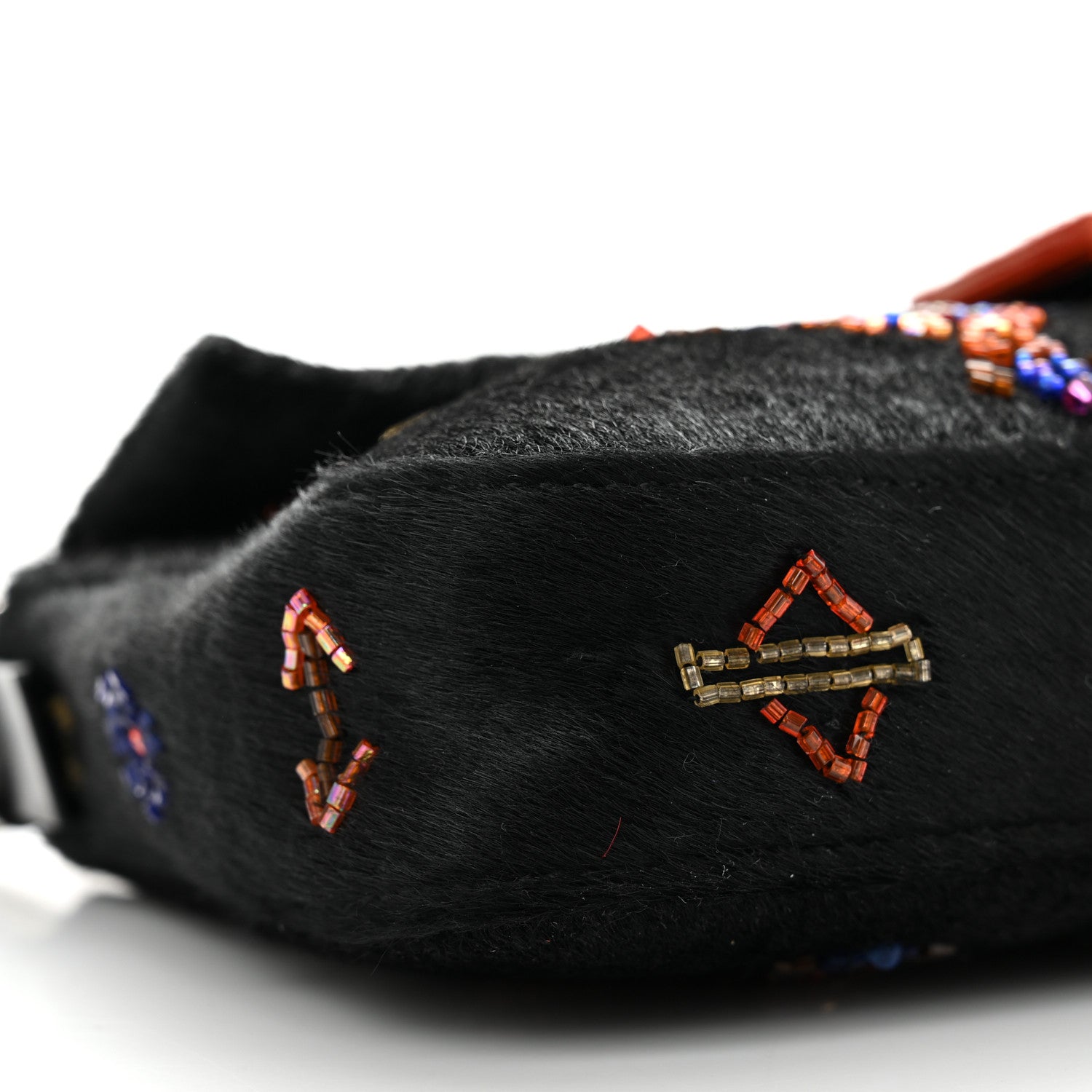 Fendi Calf Hair Beaded Baguette Black Multicolor 9 of 11