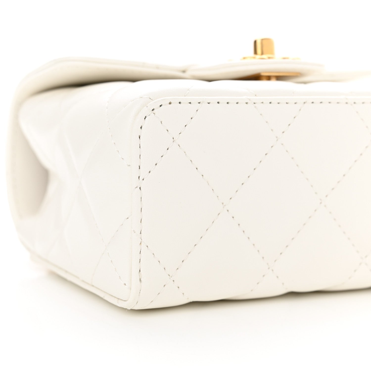 Chanel Lambskin Handle Crush Top Handle Flap Bag White 9 of 11