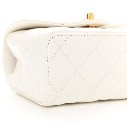 Chanel Lambskin Handle Crush Top Handle Flap Bag White 9 of 11