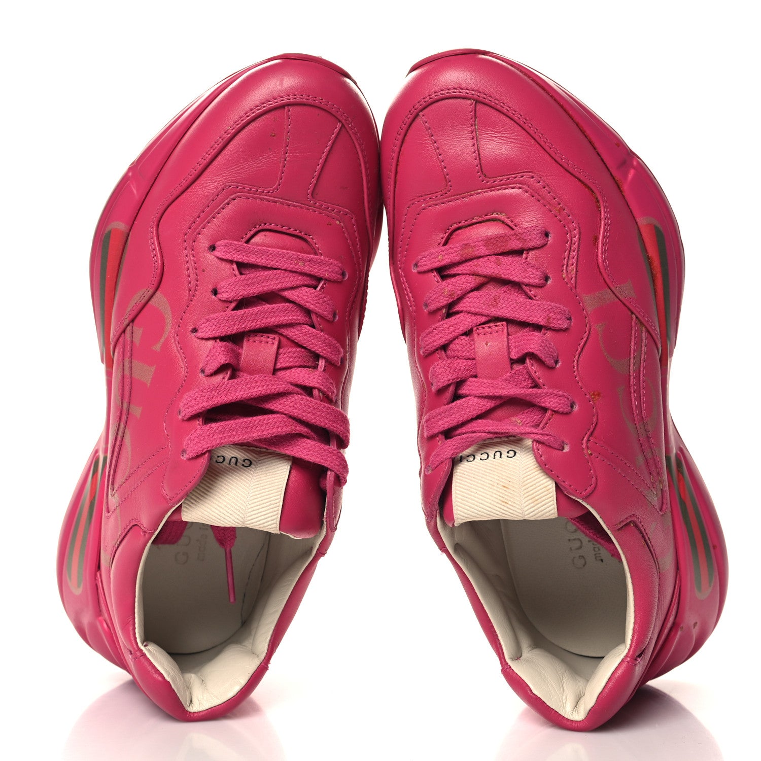 Gucci Calfskin Logo Womens Rhyton Sneakers 35 Box Pink 2 of 10