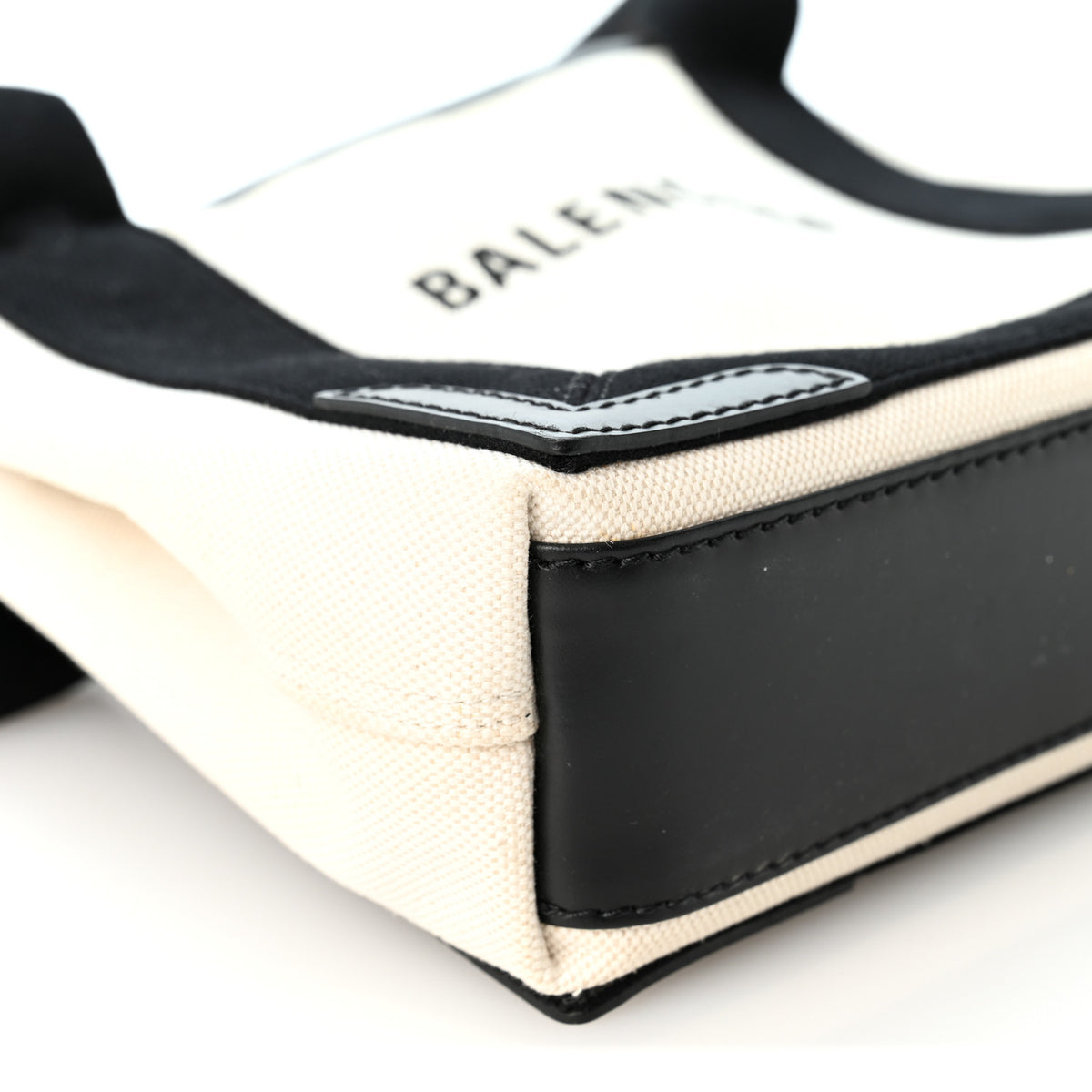 Cotton Canvas Satin Calfskin S Navy Cabas Natural Black