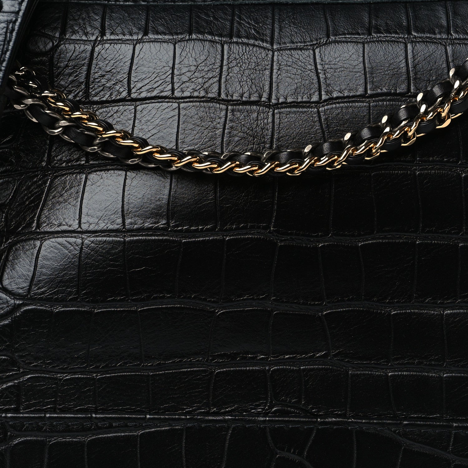 Chanel Crocodile Embossed Calfskin Medium Gabrielle Cocodile Hobo Black 8 of 10