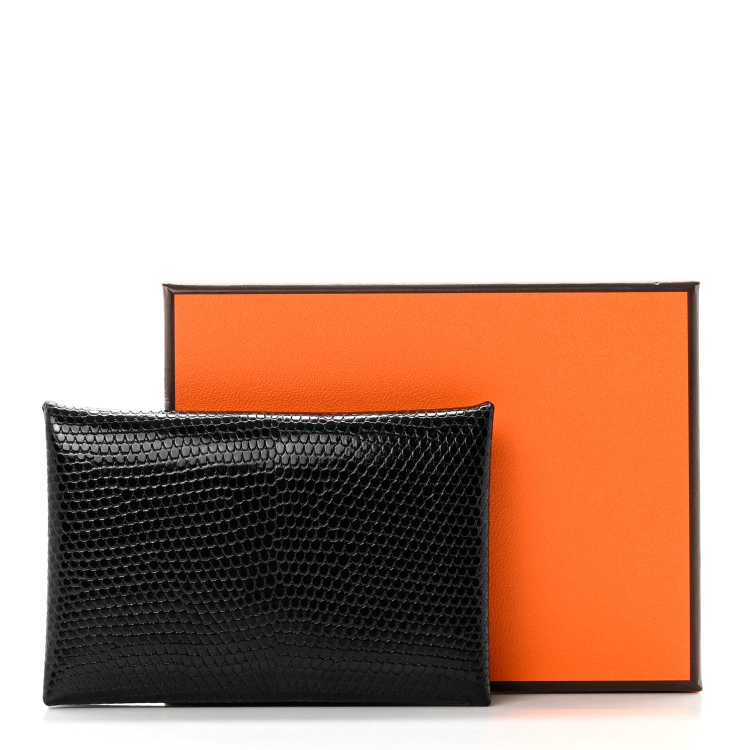Hermes Lizard Calvi Card Case Black 7 of 7