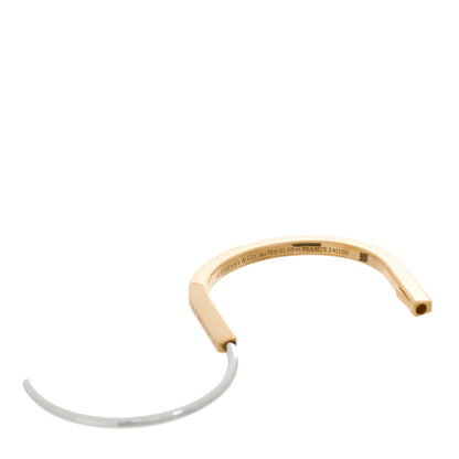 Tiffany 18K Yellow White Gold Diamond Narrow Tiffany Lock Half Pave Bangle Bracelet 5 of 6