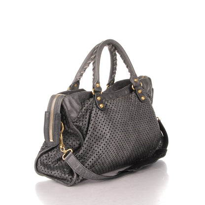 Balenciaga Agneau Laser Cut Cross Classic Gold Hardware City Grey 3 of 7