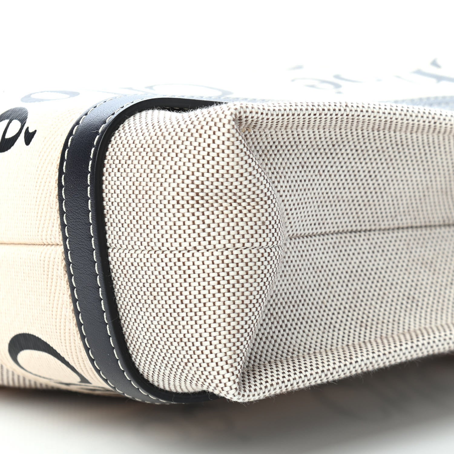 Chloe Cotton Calfskin Small Woody Ribbon Tote White Blue 8 of 8