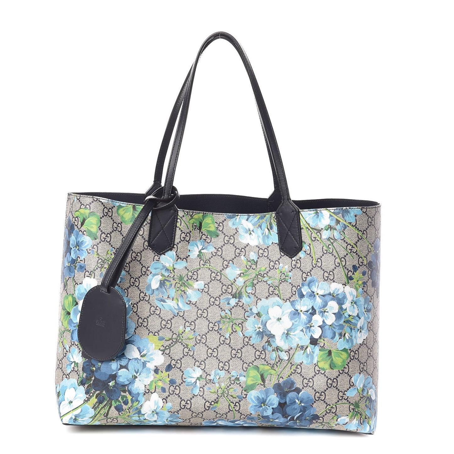 GG Supreme Monogram Blooms Medium Reversible Tote Beige Blue Navy