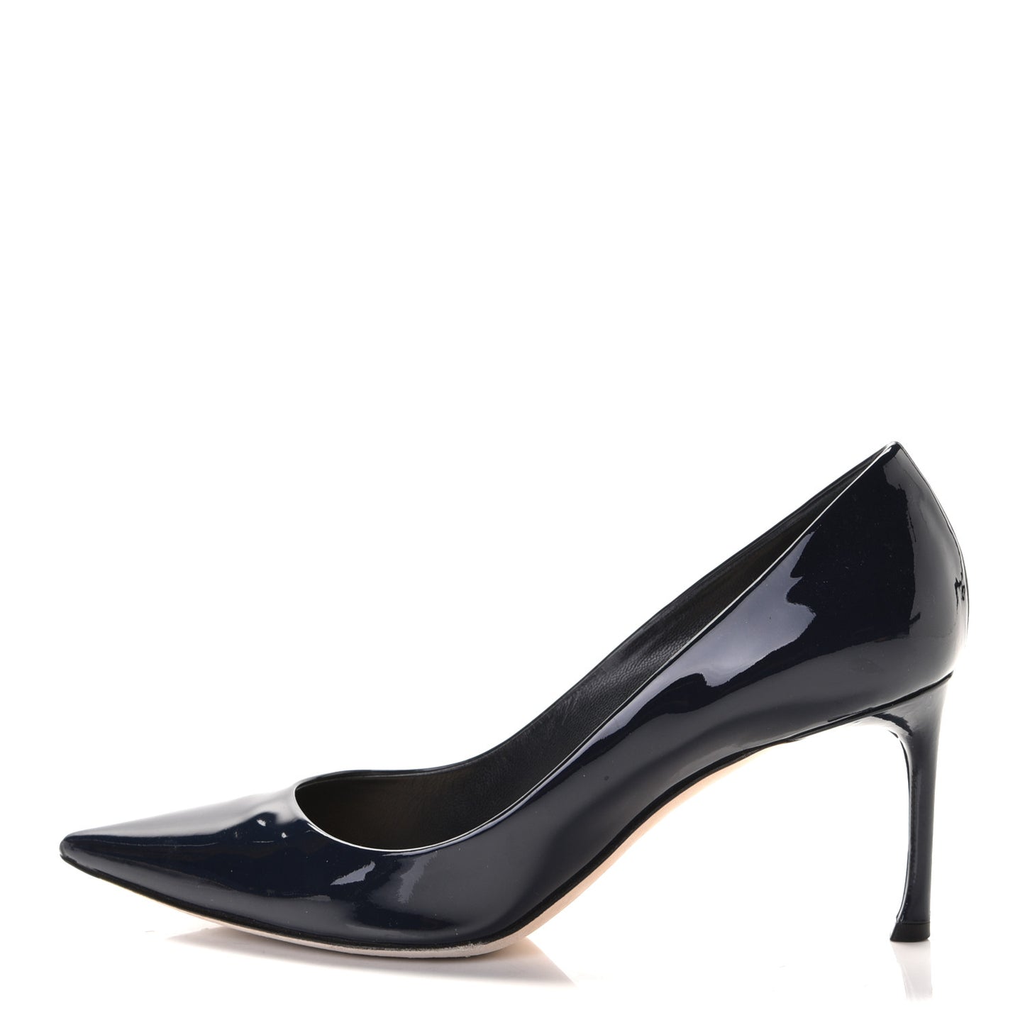 Patent Dioressence Pointed Toe 70mm Pumps 39.5 Marine