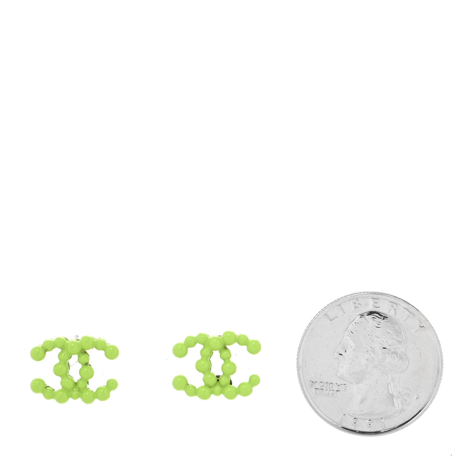 Chanel Resin Ruthenium CC Earrings Green 2 of 5