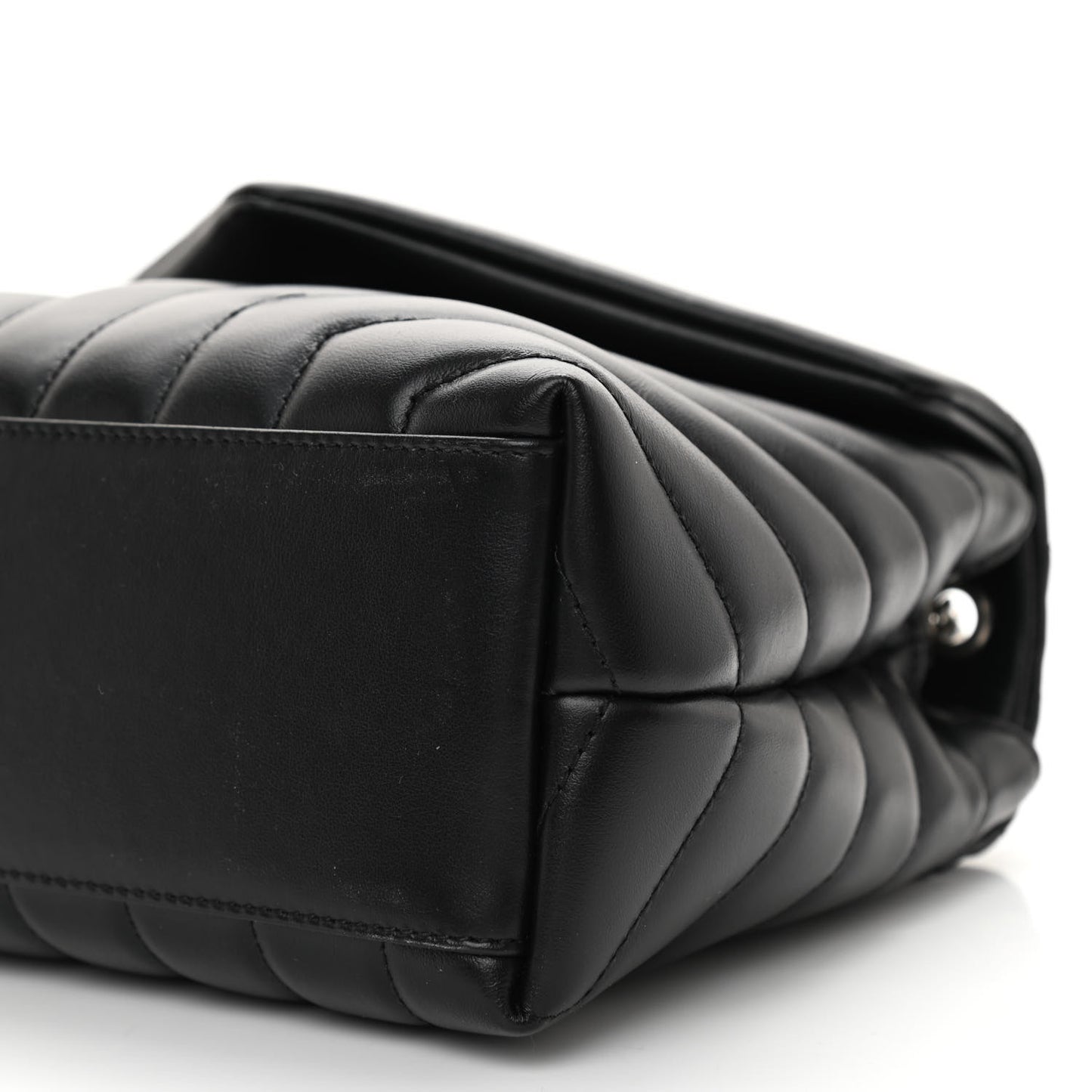 Calfskin Y Quilted Monogram Small Loulou Chain Satchel Black
