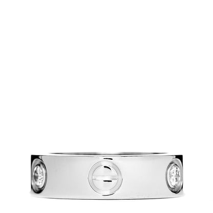 Cartier 18K White Gold 3 Diamond 5.5mm LOVE Ring 51 5.75 3 of 4