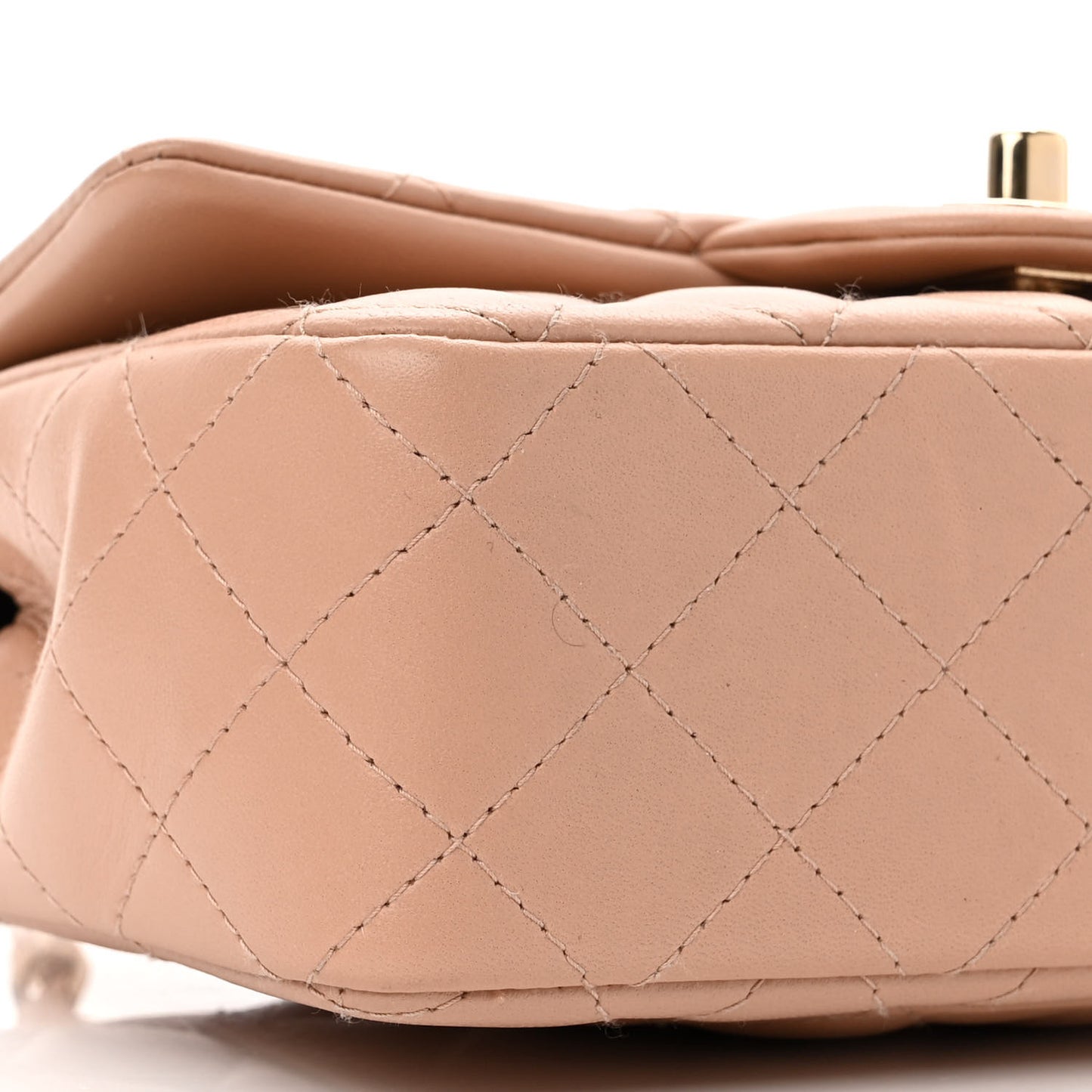Lambskin Quilted Mini Rectangular Flap Beige