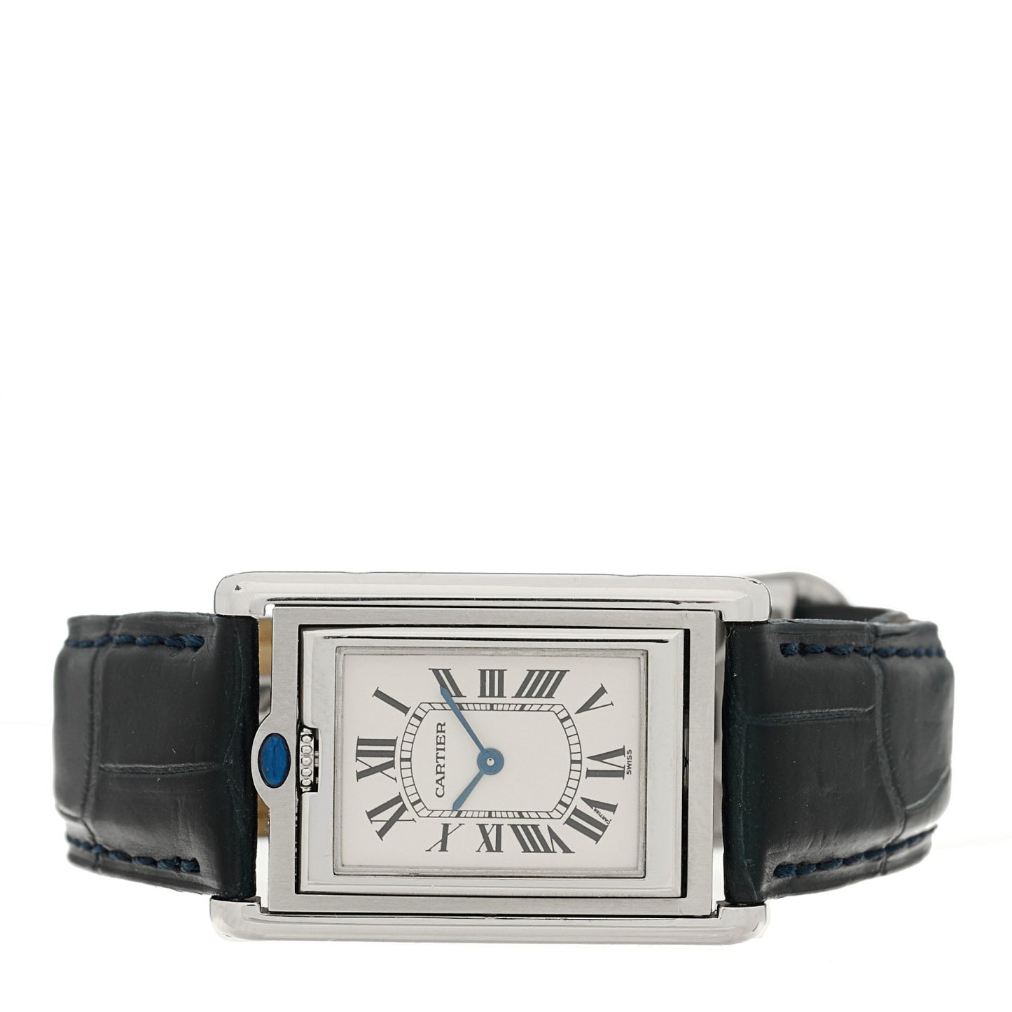 Stainless Steel Alligator 24mm Tank Basculante Quartz Watch