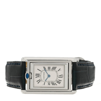 Cartier Stainless Steel Alligator 24mm Tank Basculante Quartz Watch 2 of 5