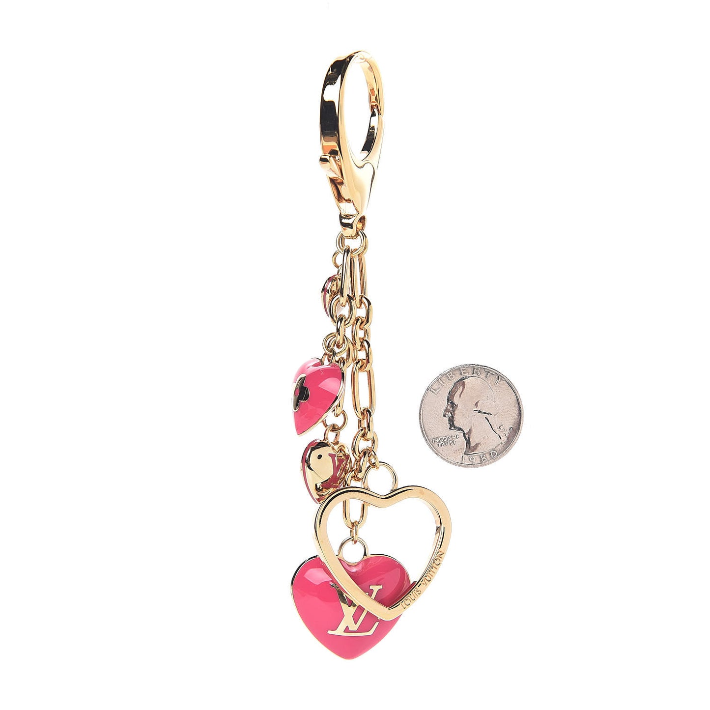 Coeurs Heart Bag Charm Key Holder Pink