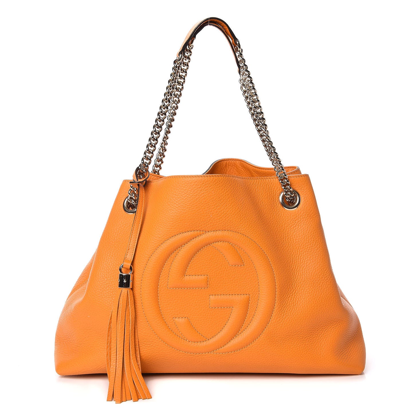 Pebbled Calfskin Medium Soho Chain Shoulder Bag Curcuma