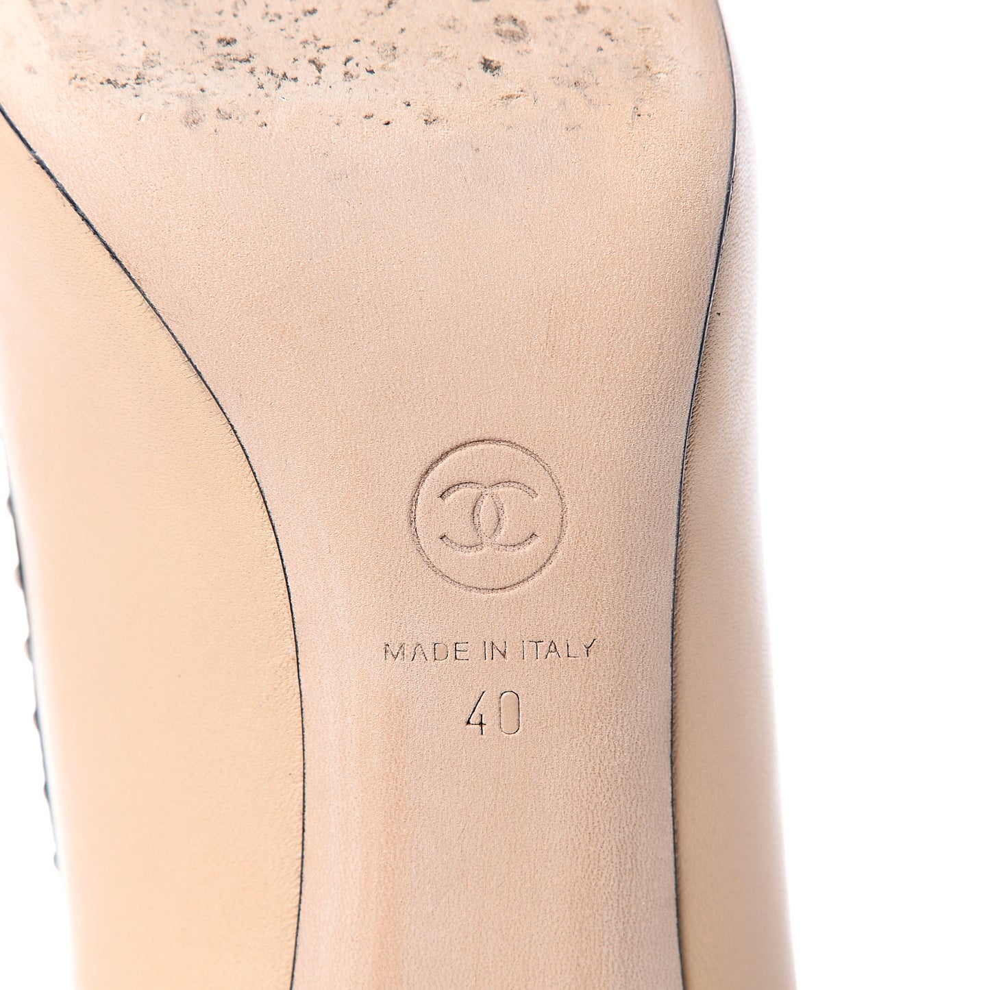 Lambskin Pearl Cap Toe Pumps 40 Beige Black