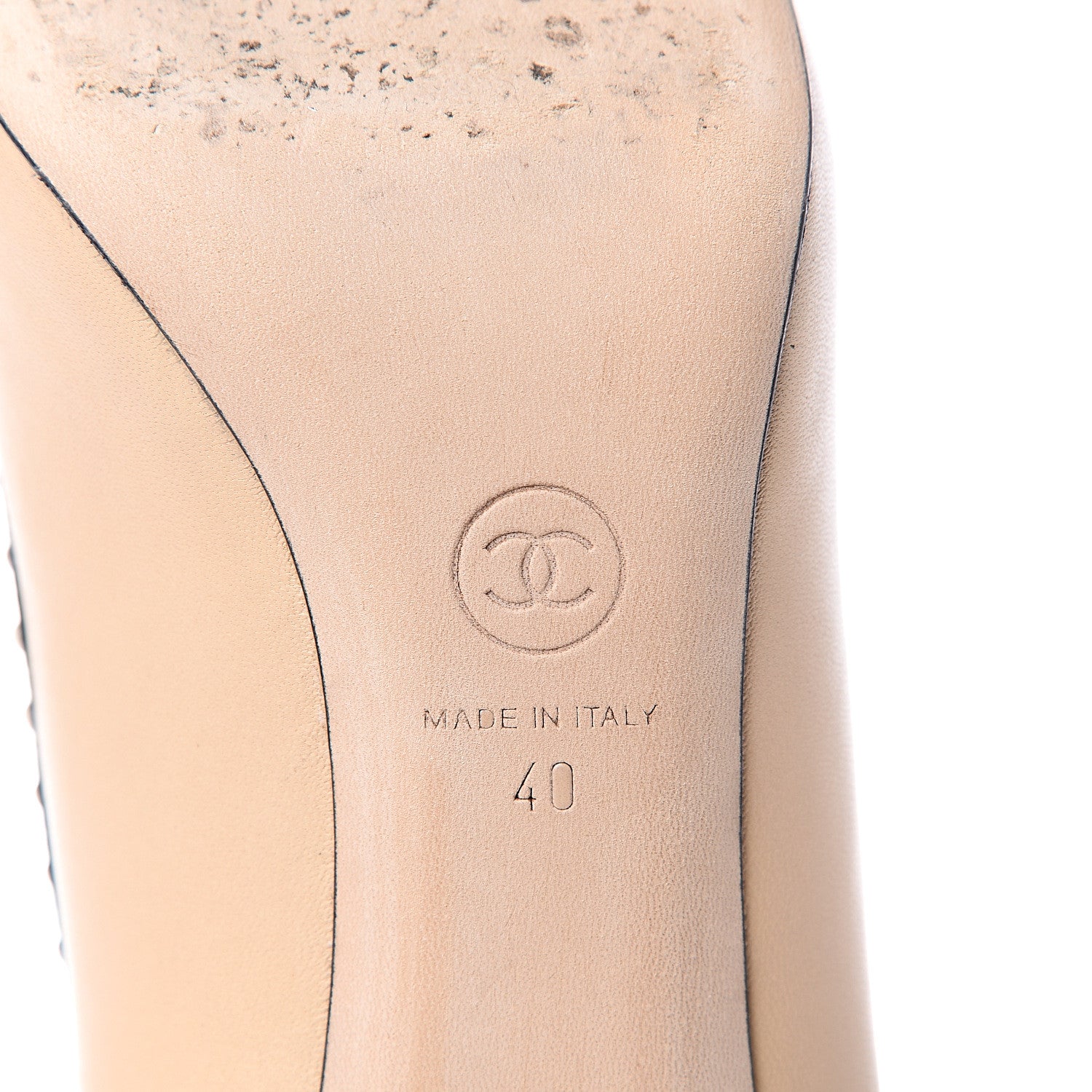 Chanel Lambskin Pearl Cap Toe Pumps 40 Beige Black 9 of 12